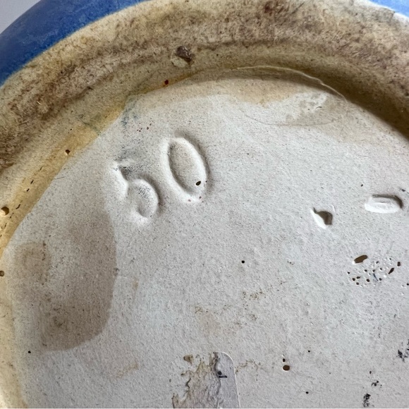 Vintage Red Wing American Art Pottery Blue Stipple Tilt Ball Pitcher #50 - Picture 7 of 10